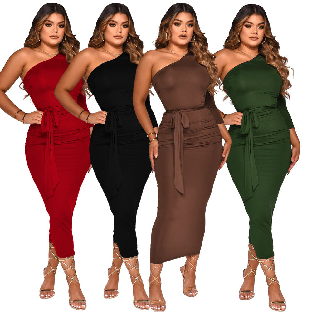 one shoulder women dress bodycon clubwear strap bodycon custom bodycon